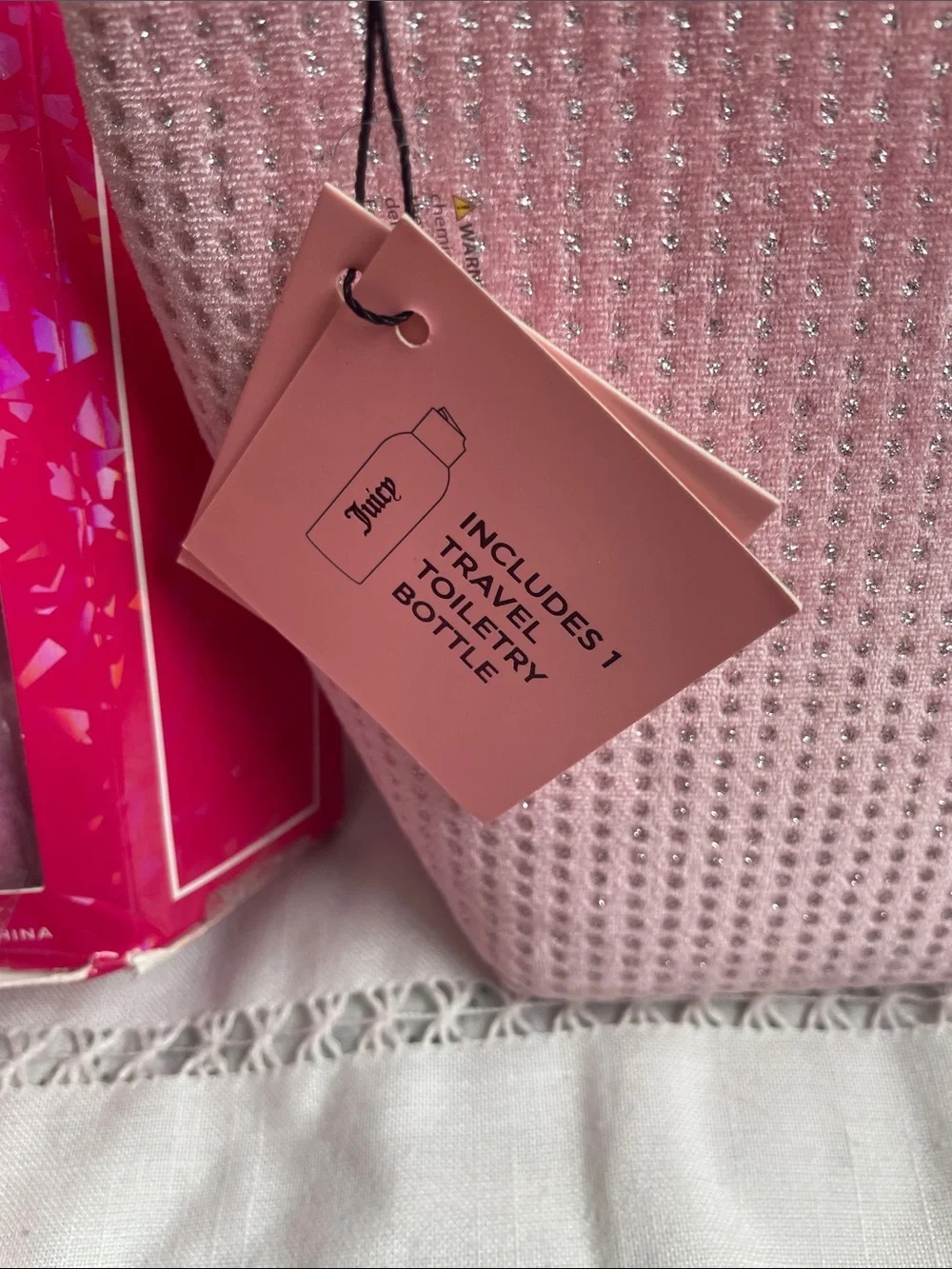Juicy Couture Pink Cosmetic Bag,Shower Gel, Set 3 Cozy Socks & 2 Bath Bombs NWT